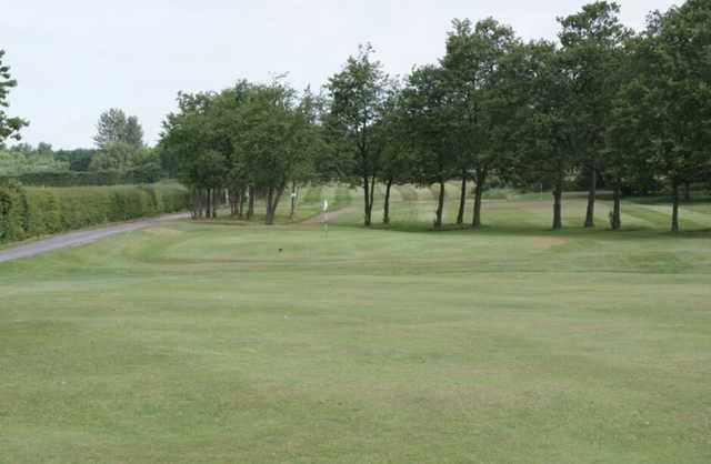 A view of the 1st green at Hindley Hall Golf Club.