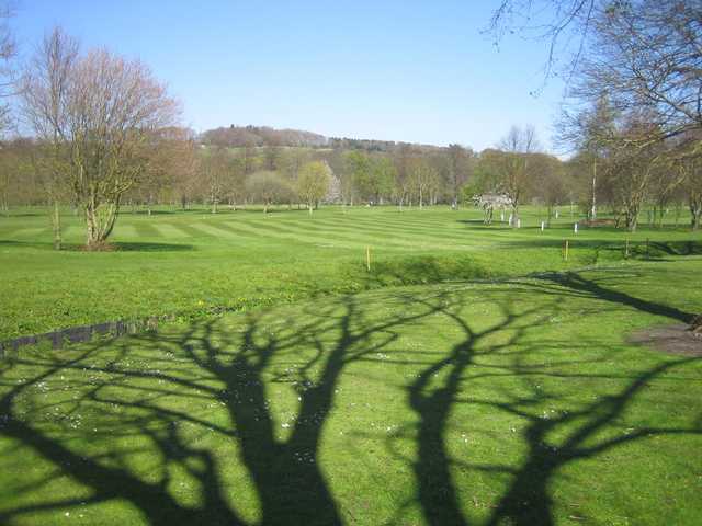 A spring day view of a fairway at Tynedale Golf Club.