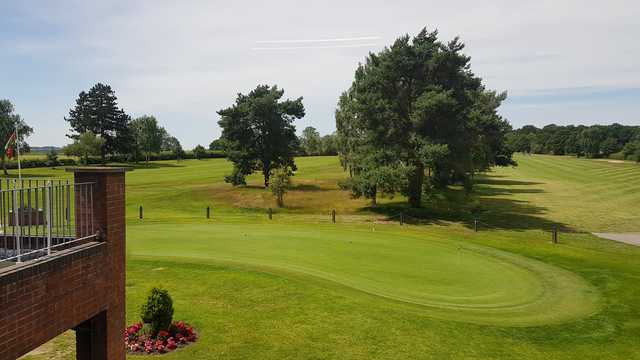 A sunny day view from the clubhouse at Retford Golf Club.