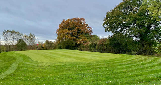 A fall day view of a hole at Cleobury Mortimer Golf Club.