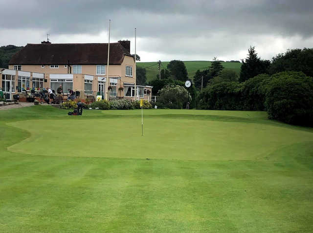 A view of the clubhouse and a hole at Leek Golf Club.