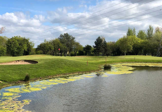 A view of a hole with water coming into play at Marston Lakes Golf Club.