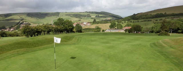 A view of hole #1 at Pyecombe Golf Club.