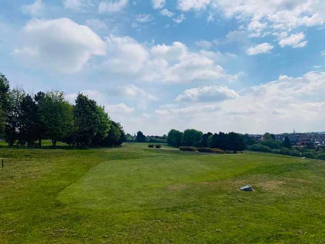 A view of a tee at Hanging Heaton Golf Club.
