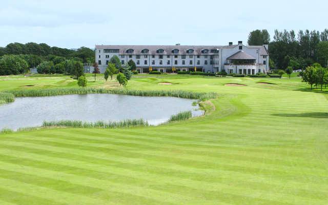 View of the 18th green at Hilton Templepatrick Hotel and Country Club.