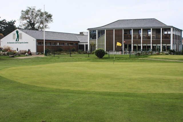 A view of a hole and the clubhouse at St Clements Golf & Sports Centre.