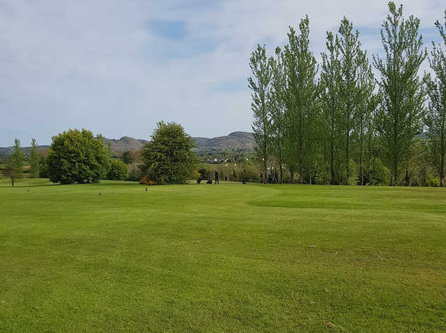 A view of a tee at Cloverhill Golf Club.