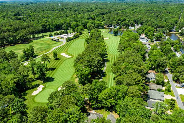 Aerial view of the 2nd and 3rd holes at Ocean Pines Golf Club.