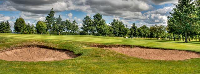 A view of a well protected green at Oldmeldrum Golf Club.
