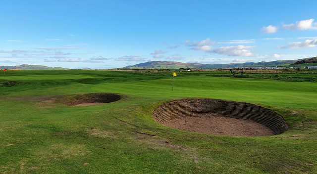 A view of hole #2 at Championship Course from Machrihanish Golf Club.