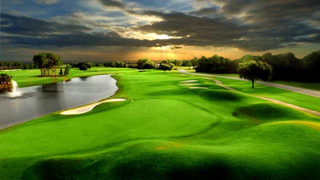 View of the 18th hole at Emerald Bay Golf Club.