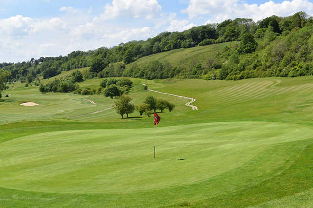 View of a green at Woldingham Golf Club.
