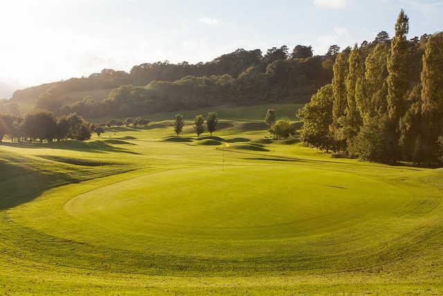 View of a green at Woldingham Golf Club.