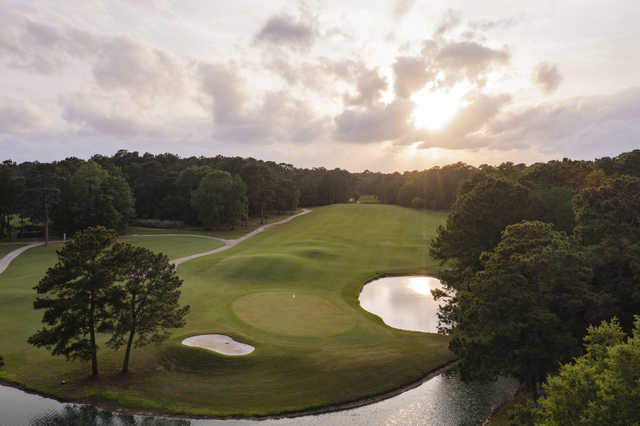 Aerial view of the 6th green at Tour 18 Houston.