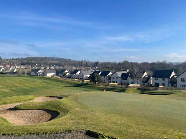 A view of a well protected green at Ballumbie Castle Golf Club.