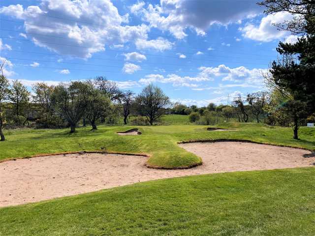 A view of a well protected hole at Thornton Golf Club.