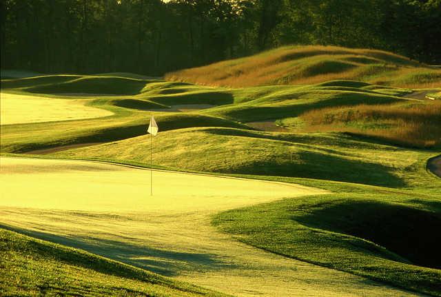 View of the 1st and 2nd greens at Blue Mash Golf Course.