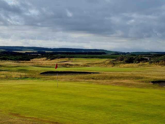 A view of three greens at Spey Bay Golf Club.