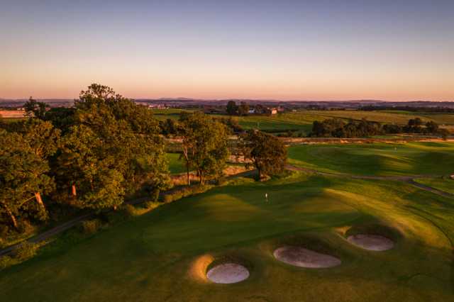Aerial view of the 16th green at Rowallan Castle Golf Club.