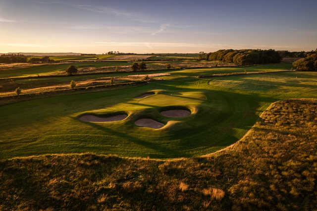 Aerial view of the 17th green at Rowallan Castle Golf Club.