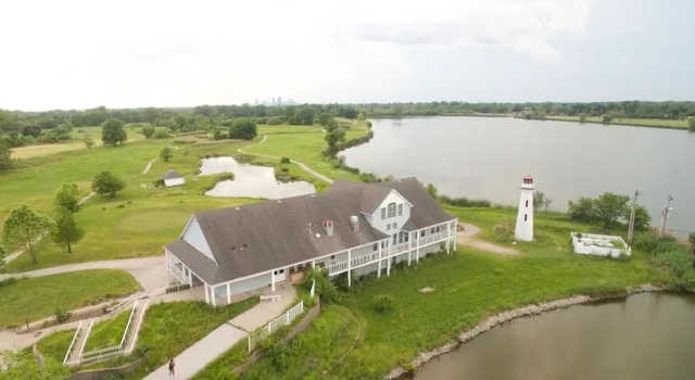 A view of the clubhouse at Grand Marais Golf Club.