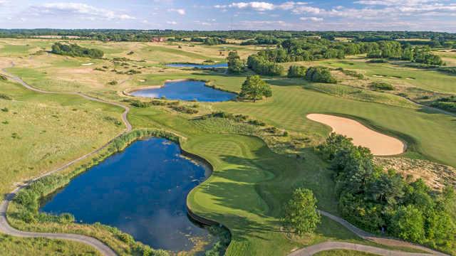 Aerial view of the 12th green from International Course at London Golf Club.