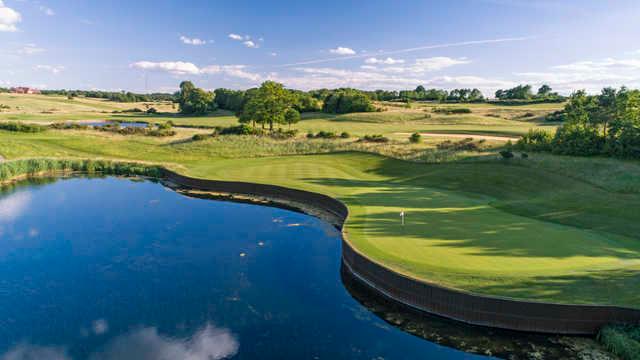 Aerial view of the 12th green from International Course at London Golf Club.