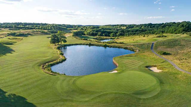 Aerial view of the 13th green from International Course at London Golf Club.