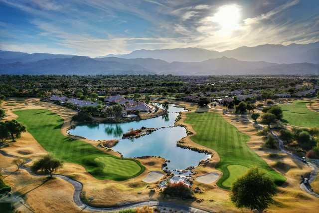 Aerial view of the 9th and 18th holes from Mission Hills Gary Player Course.