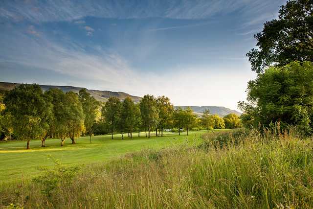 View of a fairway and green at Glynneath Golf Club.