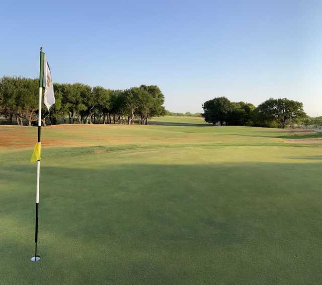 View from a green at The Golf Club at Champions Circle.