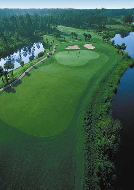 Aerial view of the 13th green at Halifax Plantation.