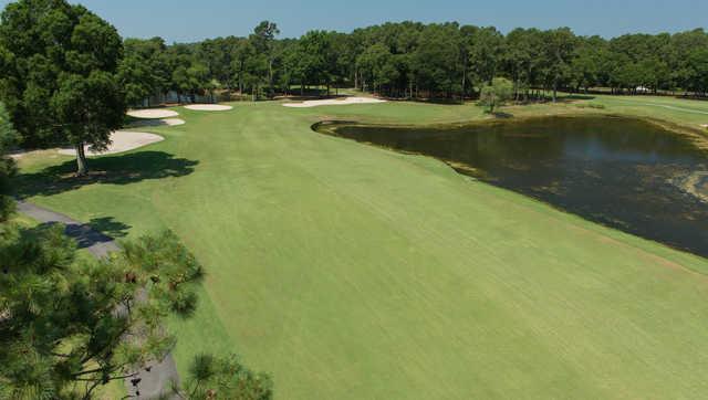 View of the 6th fairway and green from River Club.