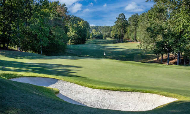 Looking back from a green at The River Club Golf Course