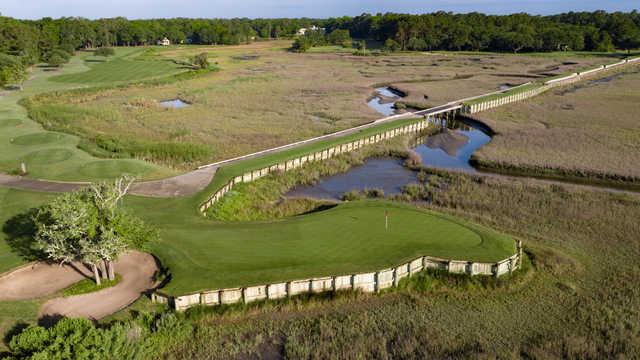 Aerial view of the 13th green from Pawleys Plantation Golf & Country Club.