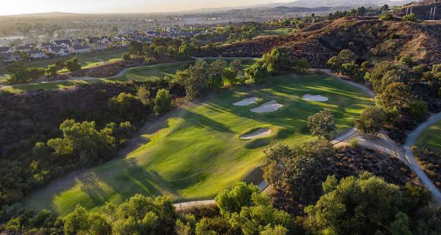 Aerial view of the 2nd green from Black Gold Golf Club.