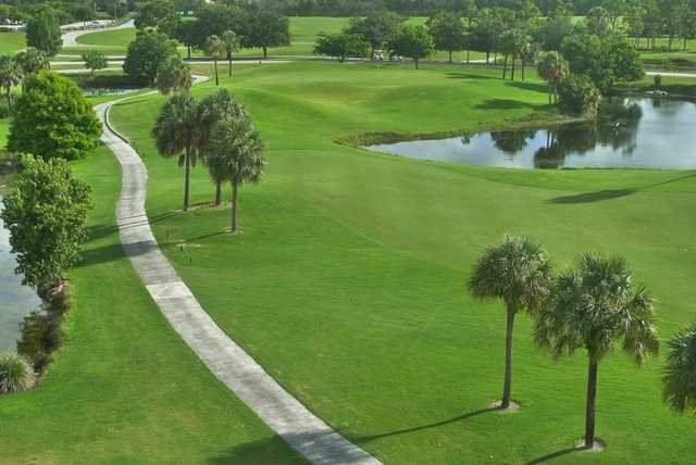 Aerial view of the 9th hole at Osprey from Okeeheelee Golf Course