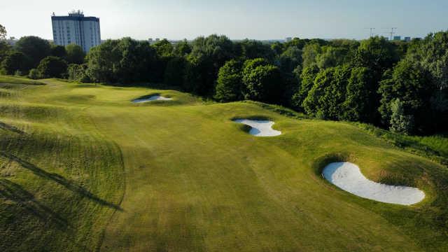 Aerial view of a fairway at London Airlinks Golf Course.
