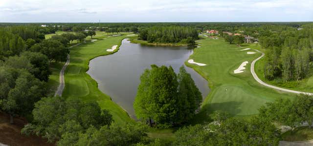 Aerial view of the 10th and 18th greens from TPC Tampa Bay.