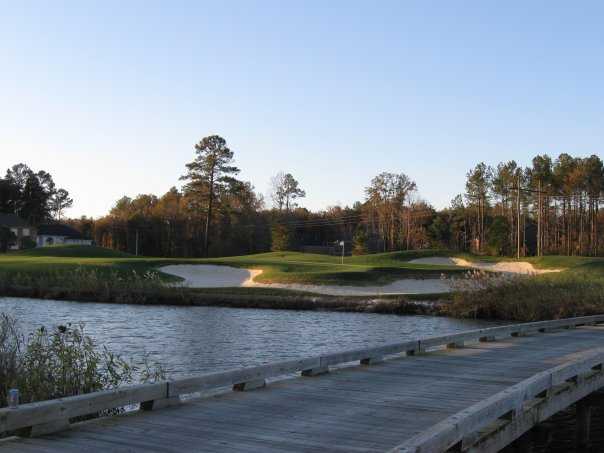 A view over the bridge of the 7th hole at Cahoon Plantation Golf Club