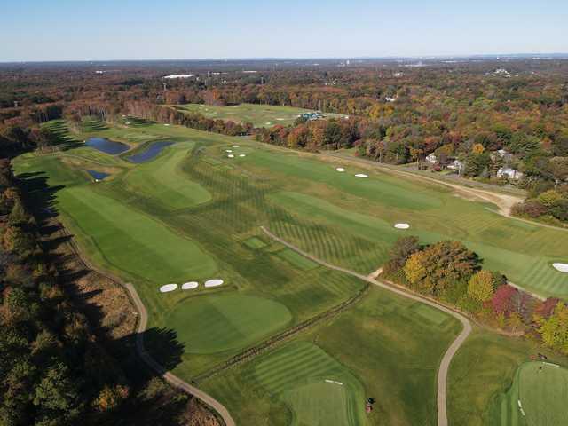 Aerial view of the 14th hole from Old Bridge Golf Club.