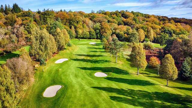 Aerial view of the 1st green at Callander Golf Club.