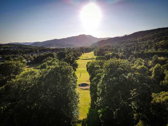 Aerial view of the 15th green at Callander Golf Club.