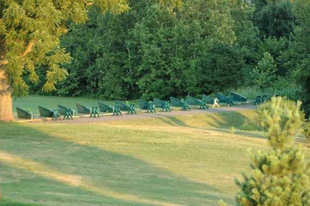 A view of the driving range tees at Westpark Golf Club