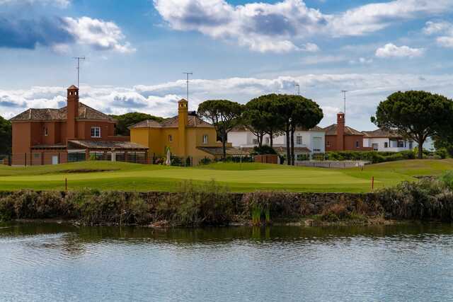 A view of a green with water coming into play at Sancti Petri Hills Golf.