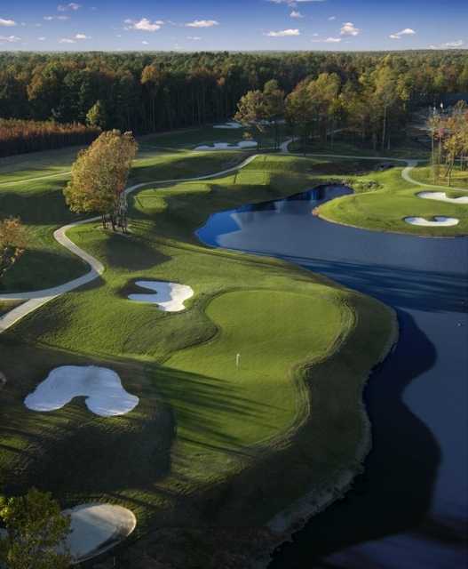 Aerial view from Yorktown Course (courtesy of Williamsburg National Golf Club, Golf Shots Unlimited 2006)