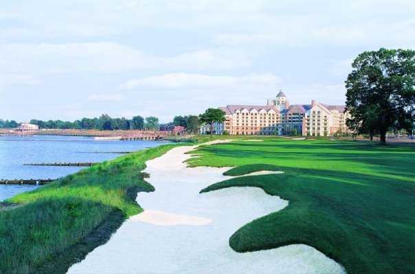 A view of the 18th hole at River Marsh Golf Club - Hyatt Chesapeake Bay