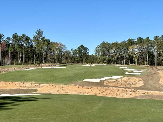 View of the 14th fairway and green from Broomsedge Golf Club.