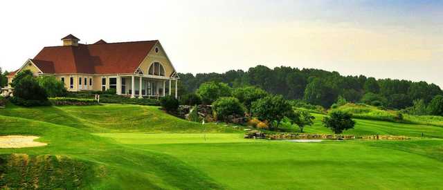 A view of the 9th green at P.B. Dye Golf Club