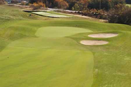 A view of green #5 with bunkers on the right at Compass Pointe Golf Club - North Course